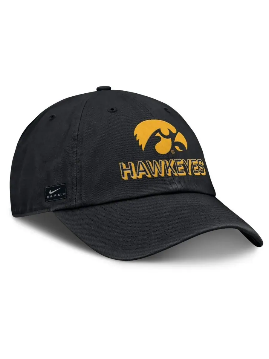 Nike Мужская черная регулируемая кепка Iowa Hawkeyes 2025 On-Field Club — изображение 3 из 4, черный