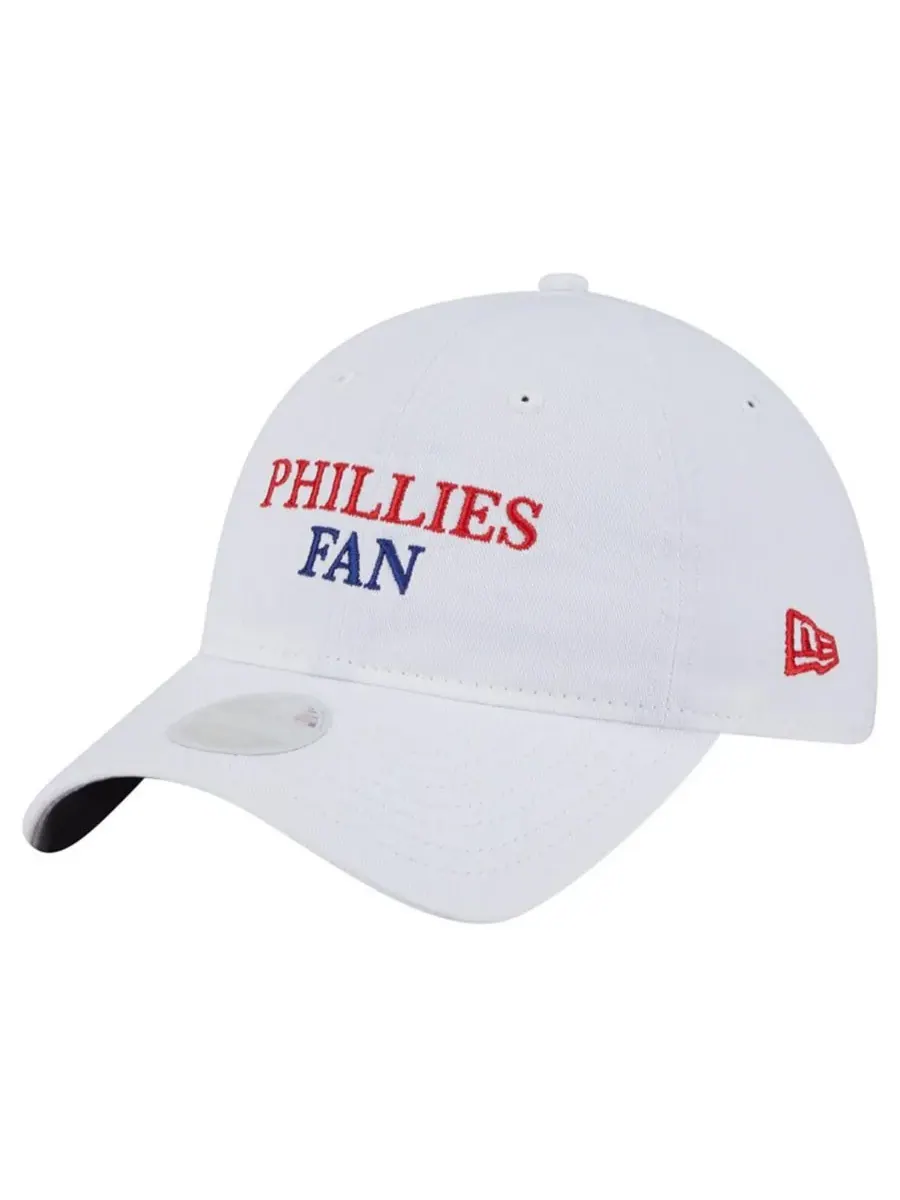 New Era Женская белая кепка Philadelphia Phillies с регулируемым размером 9TWENTY, для болельщиков — изображение 1 из 4