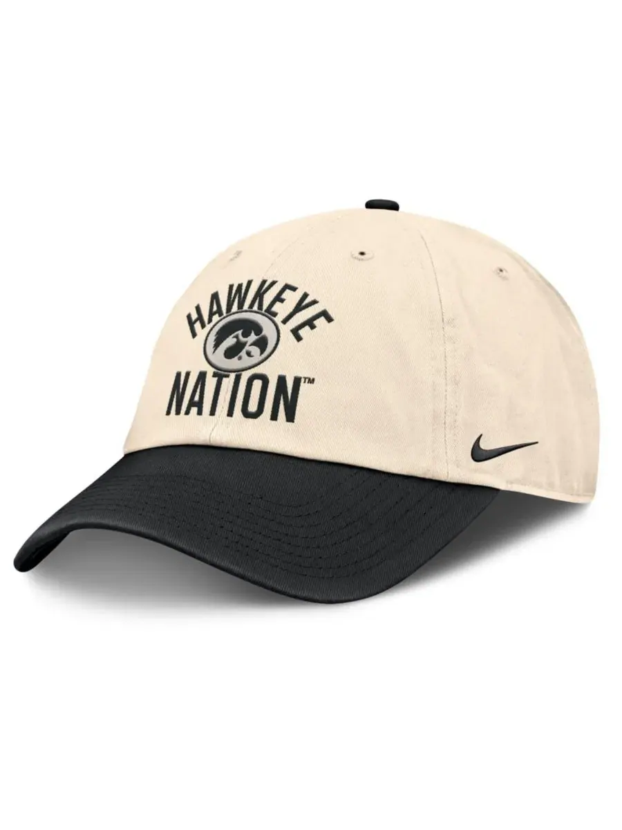 Бейсболка с вышивкой Iowa Hawkeyes, модель 2026 Primetime Natural 2-Tone Nike — изображение 1 из 4, натуральный черный