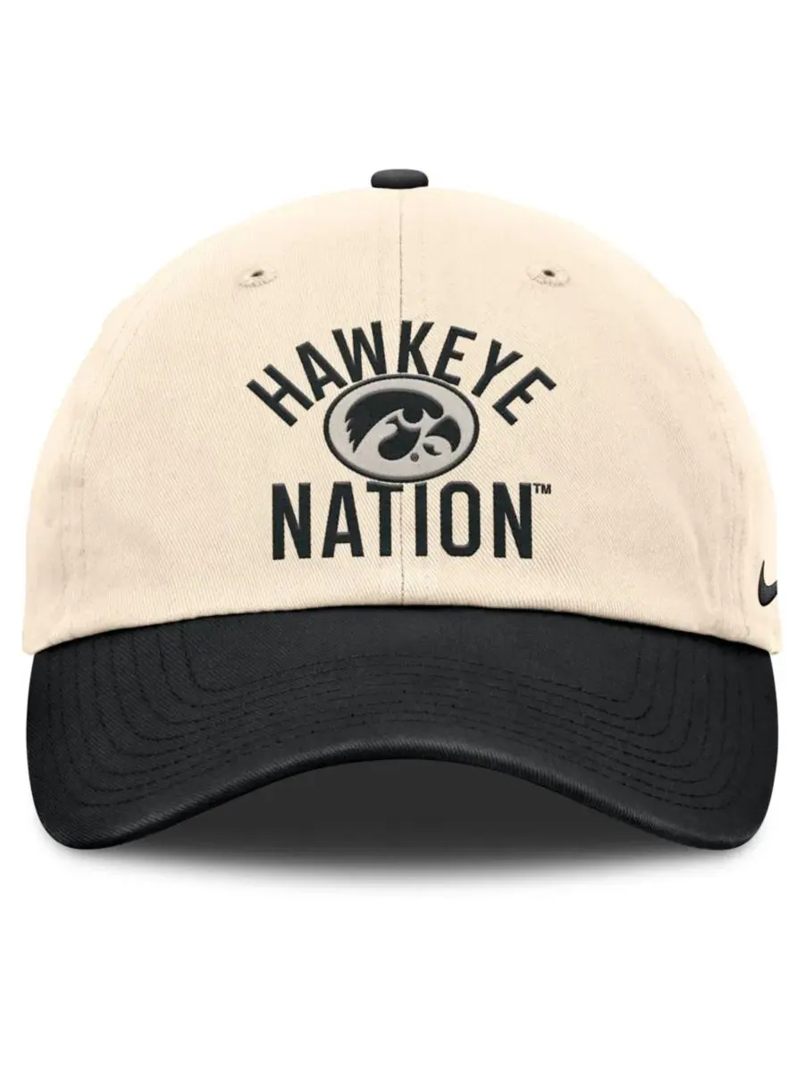 Бейсболка с вышивкой Iowa Hawkeyes, модель 2026 Primetime Natural 2-Tone Nike — изображение 2 из 4, натуральный черный