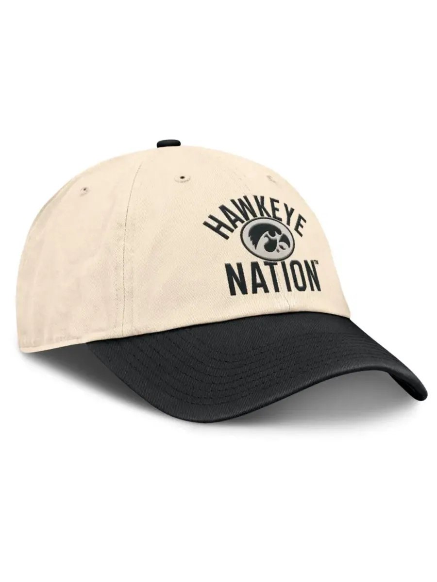 Бейсболка с вышивкой Iowa Hawkeyes, модель 2026 Primetime Natural 2-Tone Nike — изображение 3 из 4, натуральный черный