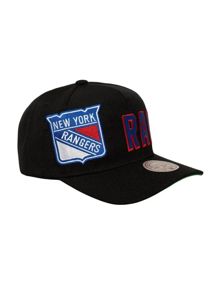 Mitchell & Ness Мужская черная бейсболка New York Rangers с логотипом Busted Logo Wordmark — изображение 2 из 3, черный
