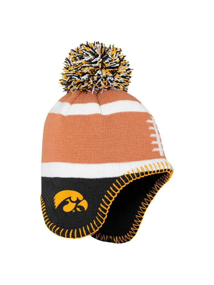 Fanatics Детская шапочка с помпоном в виде футбольного мяча команды Iowa Hawkeyes — изображение 1 из 2, коричневый