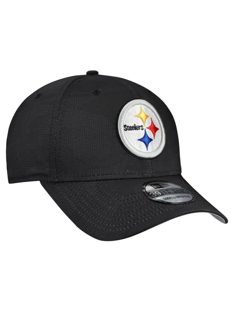New Era Мужская черная кепка Pittsburgh Steelers с камуфляжным рисунком, модель 39THIRTY — изображение 3 из 4, черный