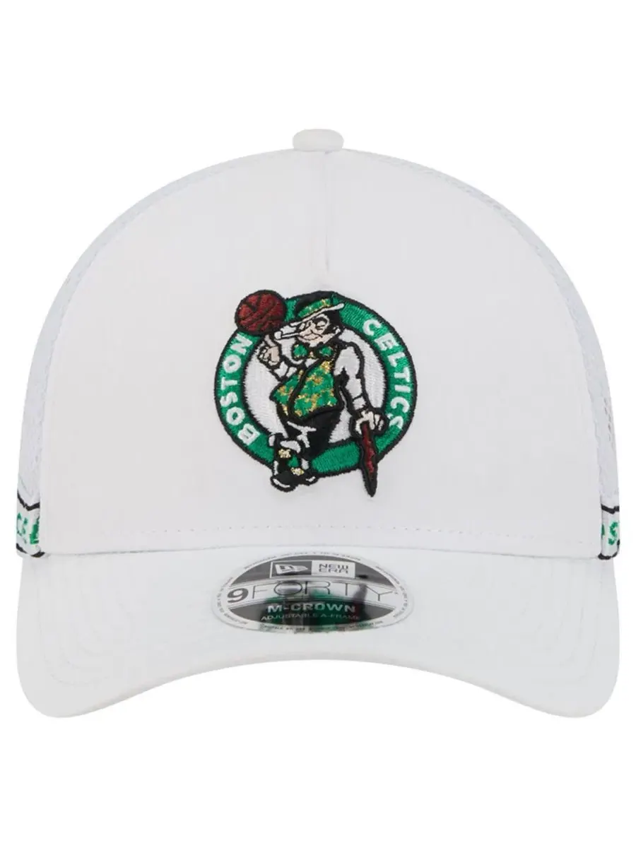 Кепка с вышитым логотипом Boston Celtics Featherweight Team Tape 9FORTY M-Crown A-Frame New Era — изображение 2 из 5, белый