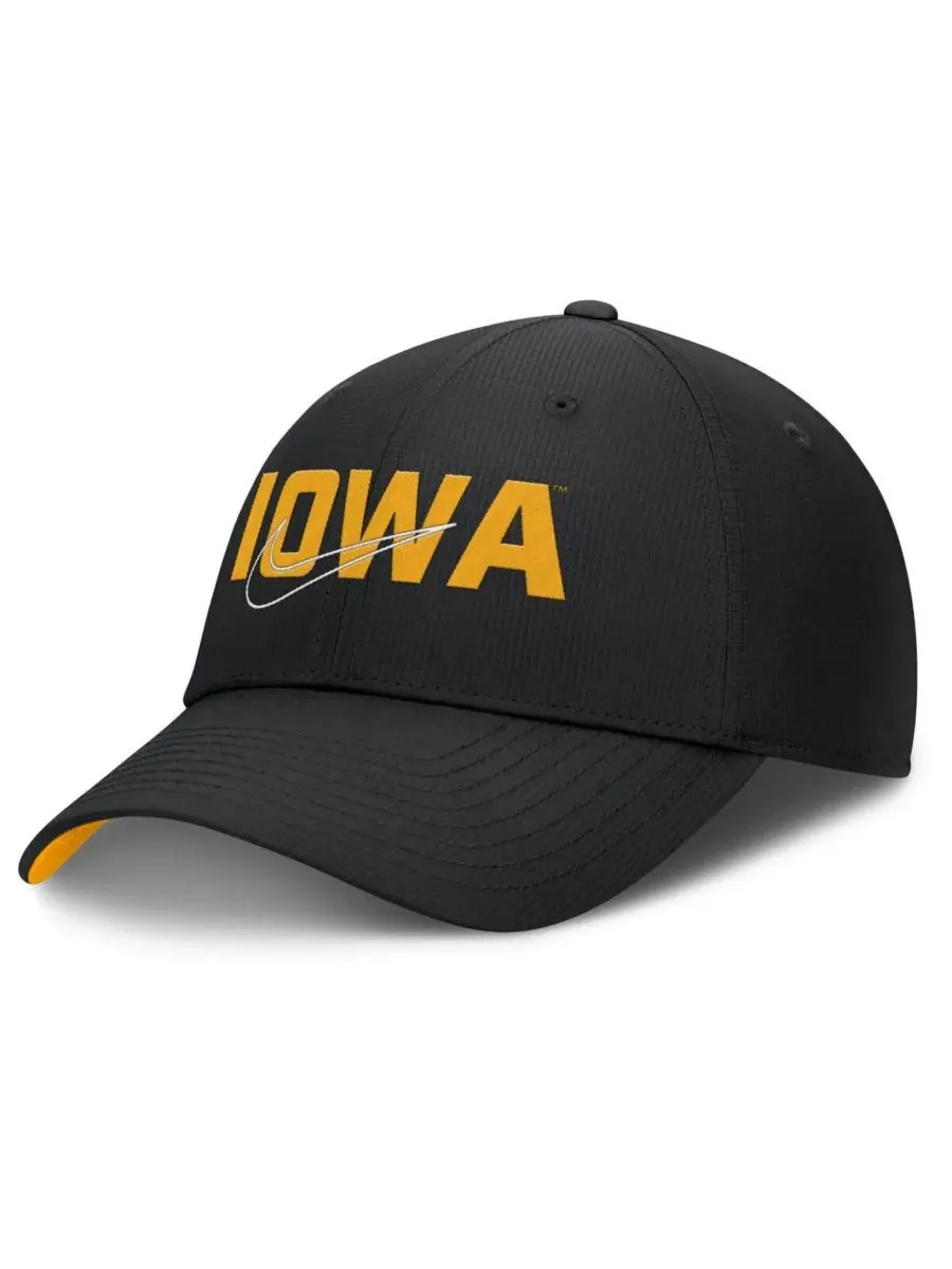 Nike Мужская черная регулируемая бейсболка Iowa Hawkeyes Club Prep Performance — изображение 1 из 4, черный