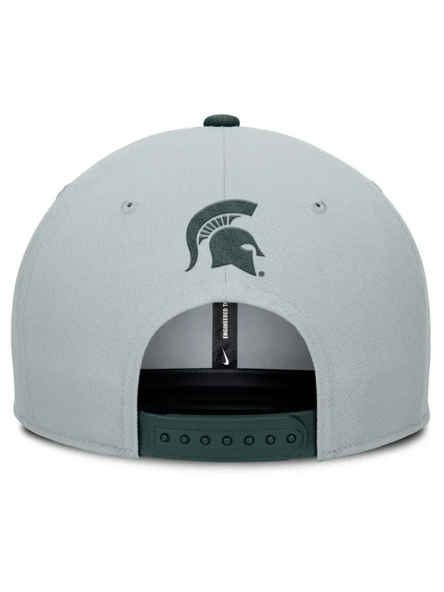 Nike Мужская серо-зеленая кепка-снепбек Michigan State Spartans 2025 Sideline Campus Pro Local — изображение 4 из 4