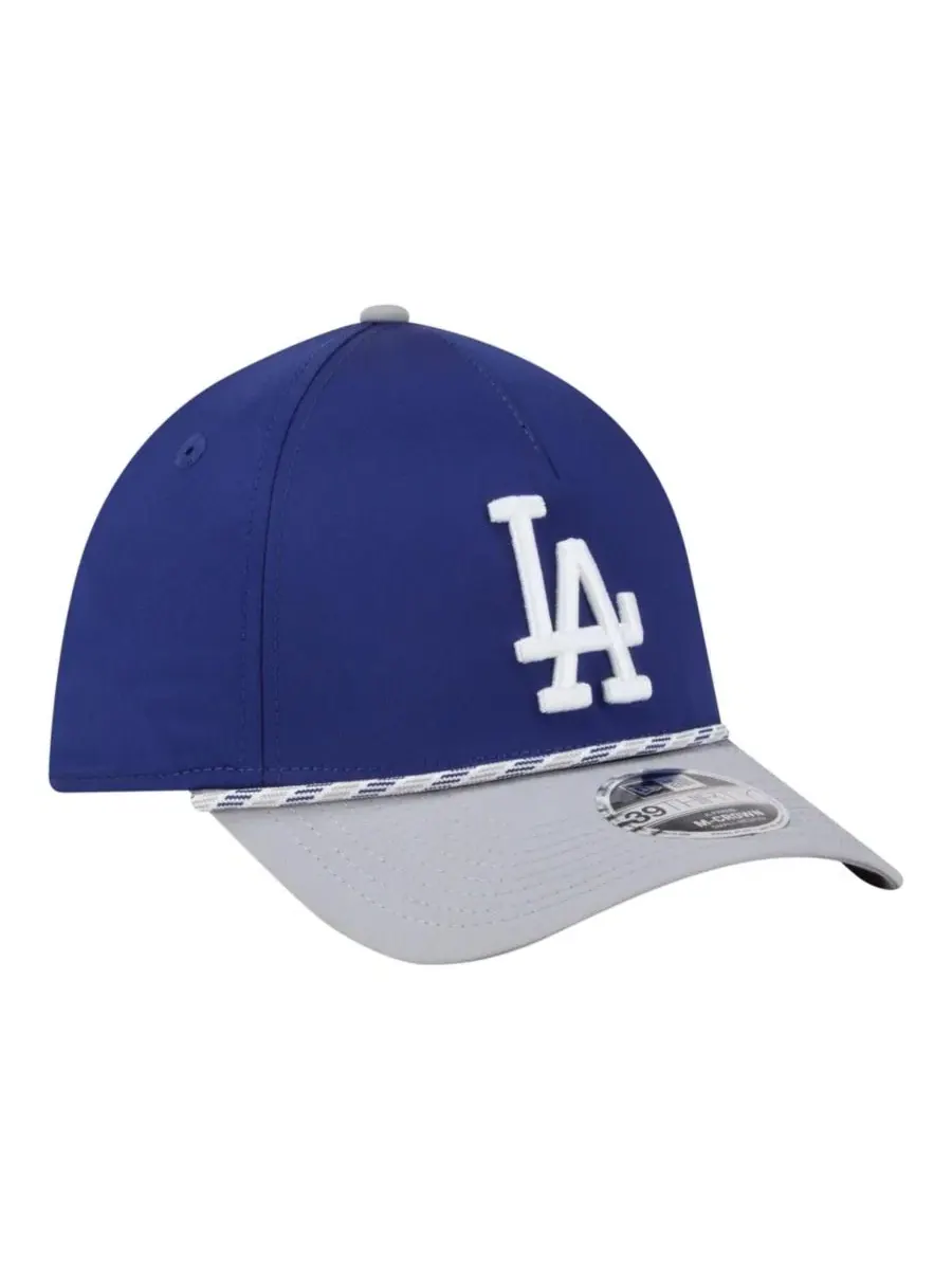 Кепка M-Crown с плетеной отделкой, Los Angeles Dodgers Rope A-Frame 39THIRTY Flex Hat New Era — изображение 3 из 5, серый