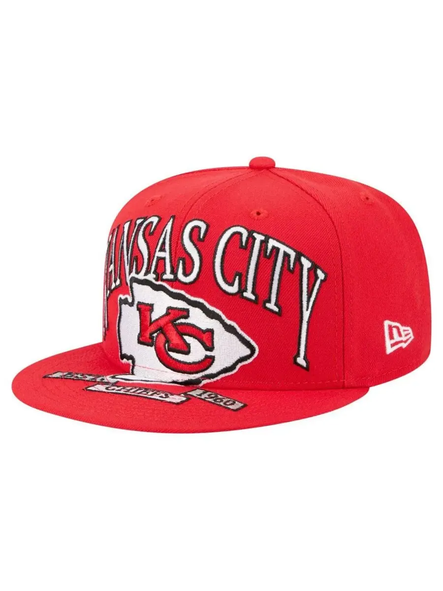 New Era Мужская красная бейсболка Kansas City Chiefs Oversized 59FIFTY Fitted Hat — изображение 4 из 5, красный