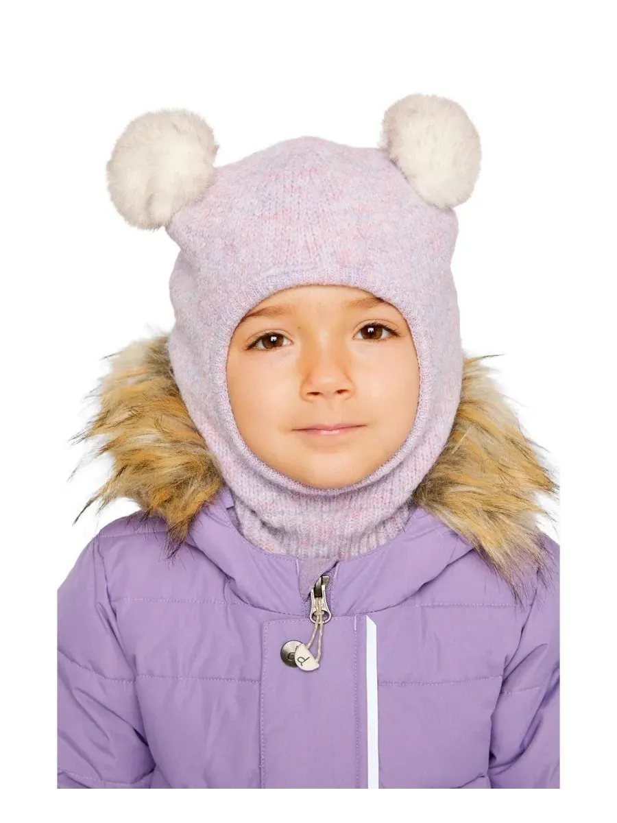 Шапка-балаклава с ушками Teddy Bear, бренд Deux par Deux — изображение 2 из 5, фиолетовый