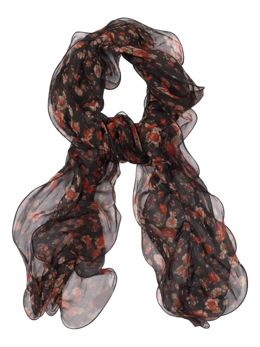 Шарф с цветочным принтом и рюшами, Floral Ruffle Scarf Lauren Ralph Lauren