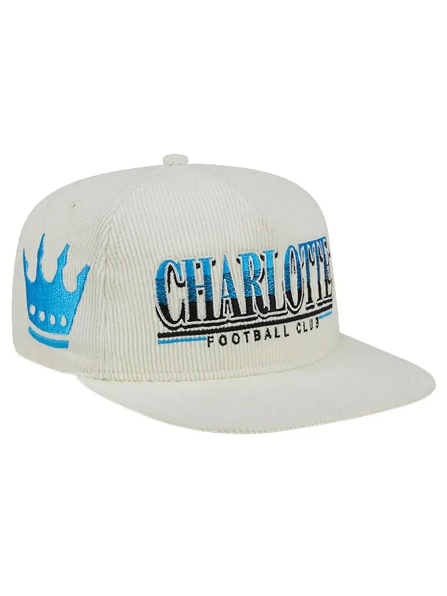 New Era Мужская белая вельветовая кепка-гольфистка Charlotte FC в стиле ретро с регулируемым — изображение 1 из 4, белый