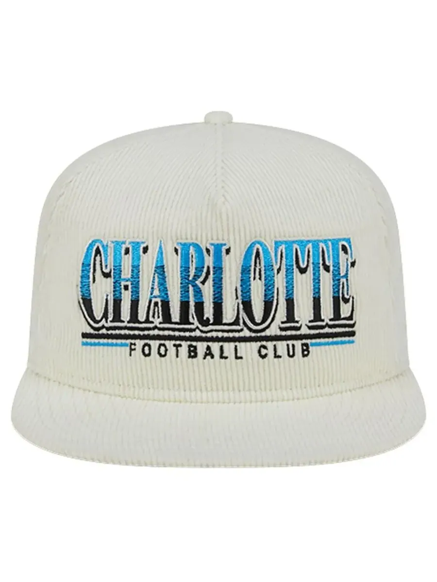 New Era Мужская белая вельветовая кепка-гольфистка Charlotte FC в стиле ретро с регулируемым — изображение 4 из 4, белый