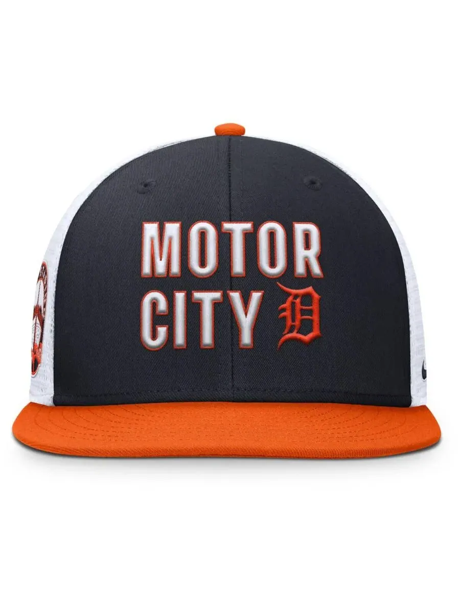 Nike Мужская кепка-тракер Detroit Tigers Pro Trucker Snapback темно-синего/оранжевого цвета — изображение 2 из 4