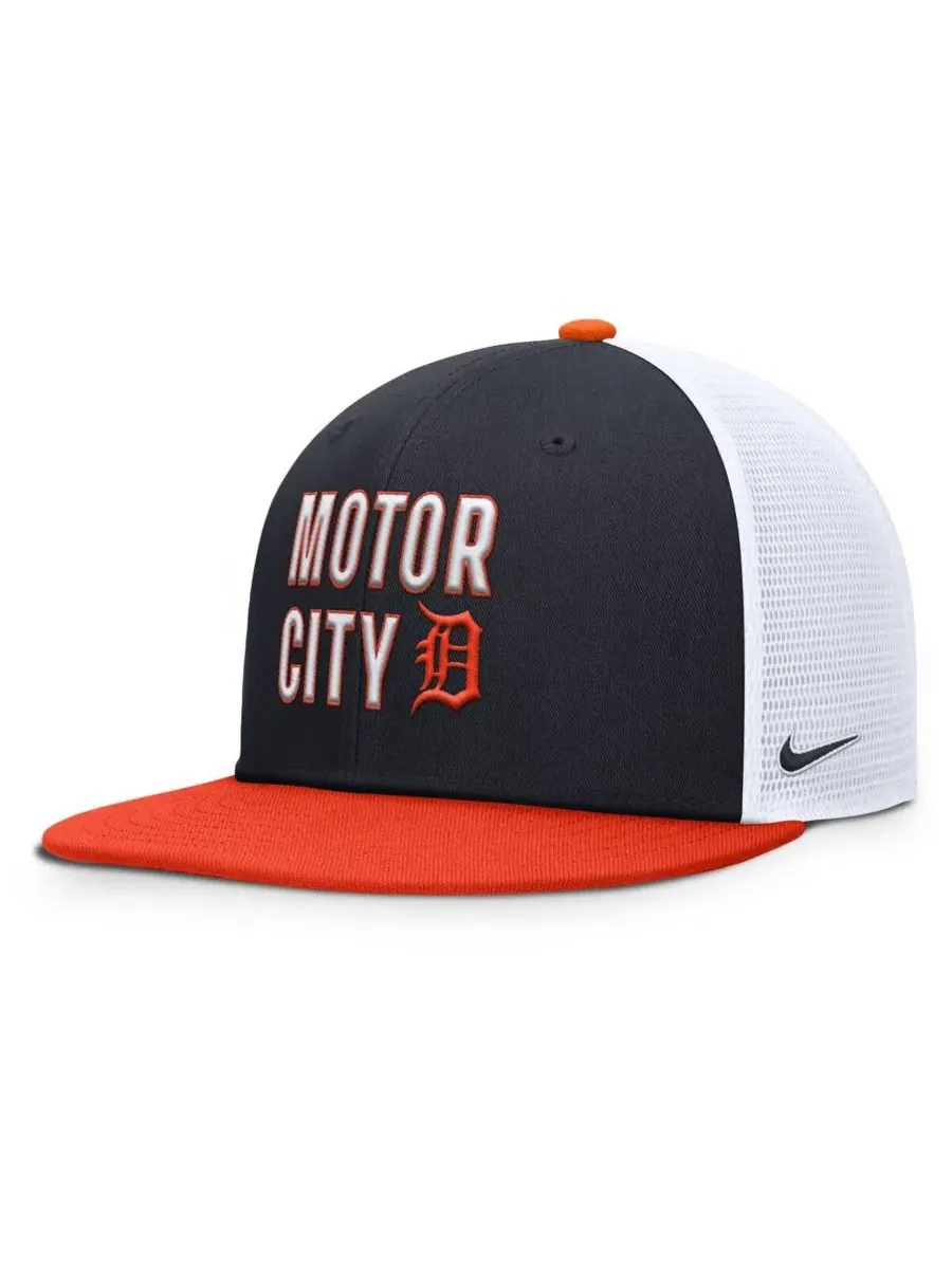 Nike Мужская кепка-тракер Detroit Tigers Pro Trucker Snapback темно-синего/оранжевого цвета — изображение 3 из 4