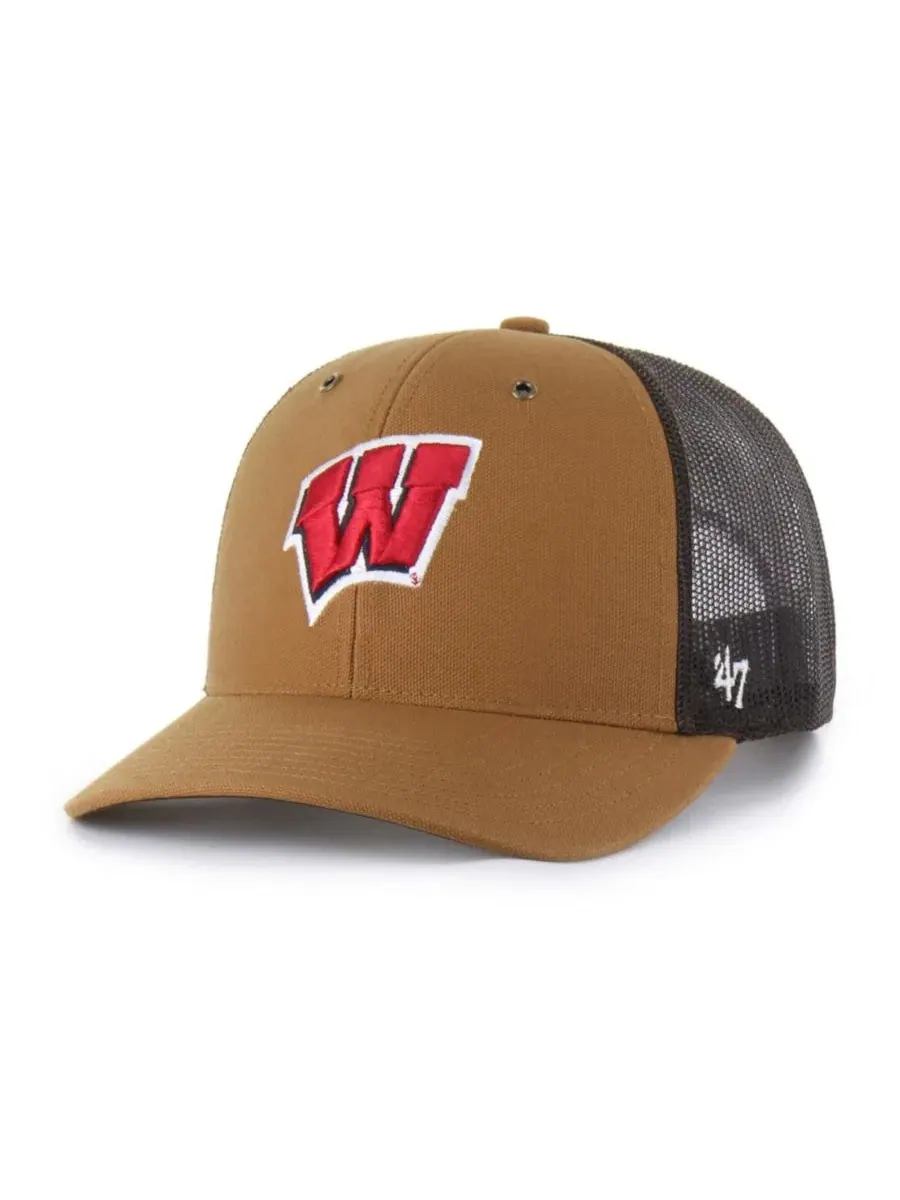 Кепка-тракер с вышивкой Wisconsin Badgers, модель Carhartt x '47 '47 Brand — изображение 1 из 4, коричневый