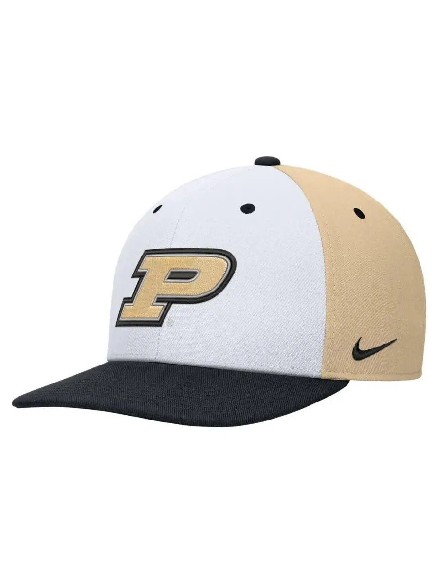 Nike Мужская бело-золотая бейсболка Purdue Boilermakers Pro Performance Snapback — изображение 3 из 3, белый золотистый