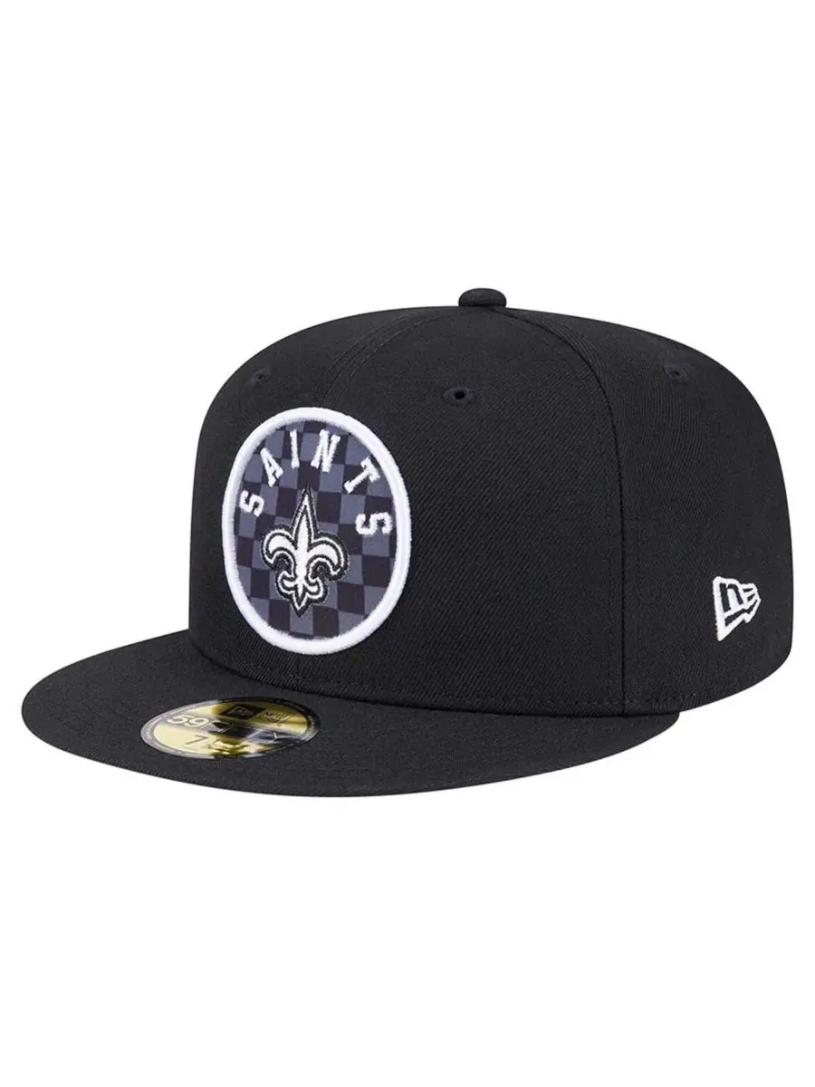 Мужская черная клетчатая кепка New Orleans Saints 59FIFTY New Era — изображение 1 из 5, черный