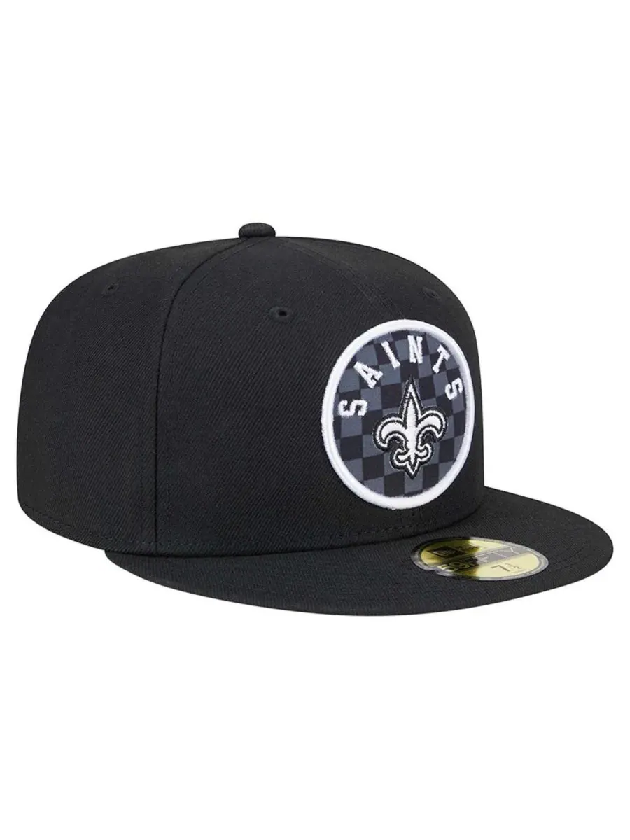 Мужская черная клетчатая кепка New Orleans Saints 59FIFTY New Era — изображение 3 из 5, черный