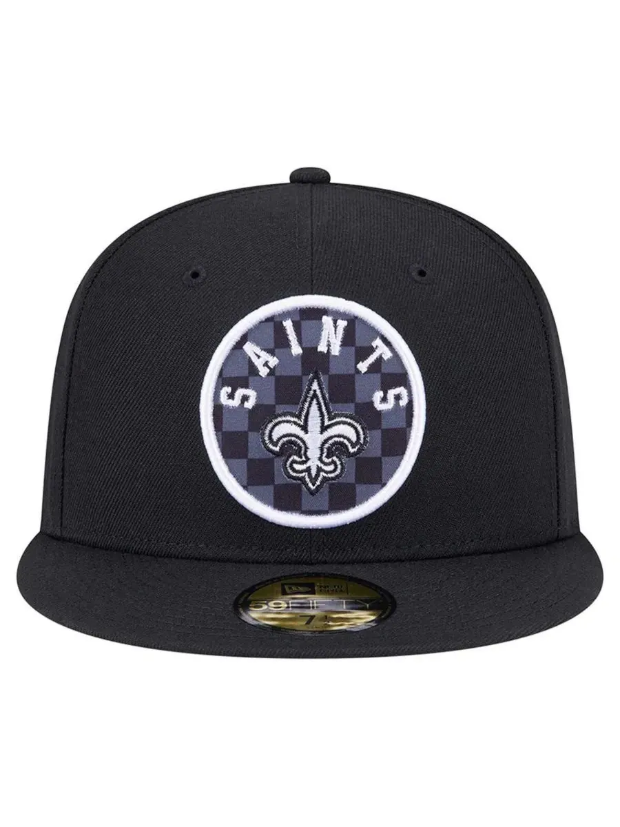 Мужская черная клетчатая кепка New Orleans Saints 59FIFTY New Era — изображение 4 из 5, черный