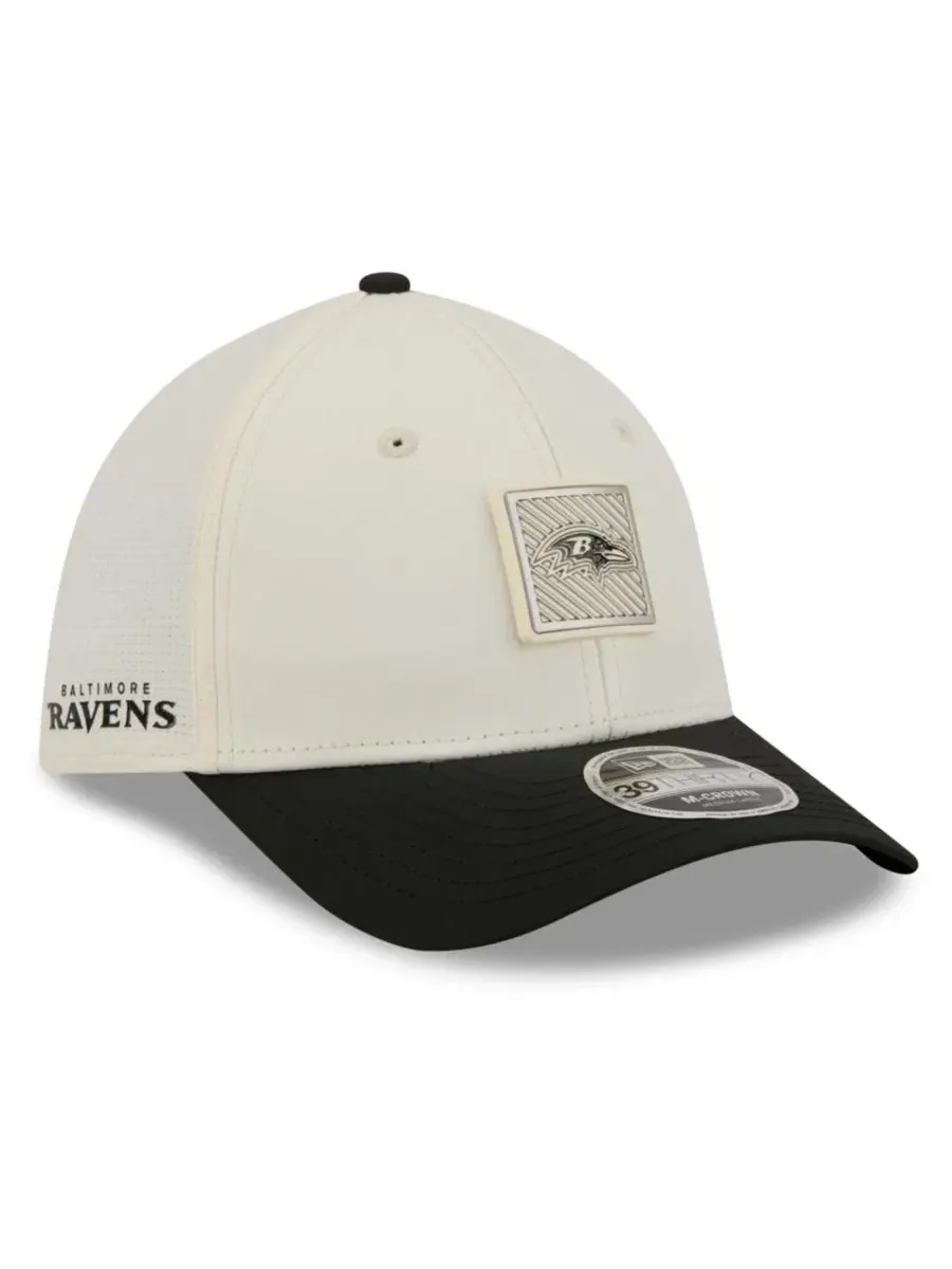 Бейсболка New Era 39THIRTY Flex с козырьком, хлопковая, Baltimore Ravens — изображение 1 из 4, кремовый черный