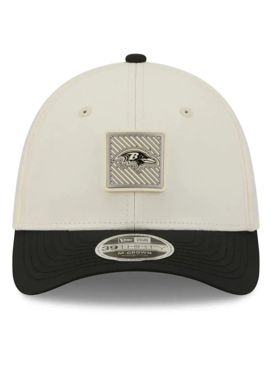 Бейсболка New Era 39THIRTY Flex с козырьком, хлопковая, Baltimore Ravens — изображение 2 из 4, кремовый черный