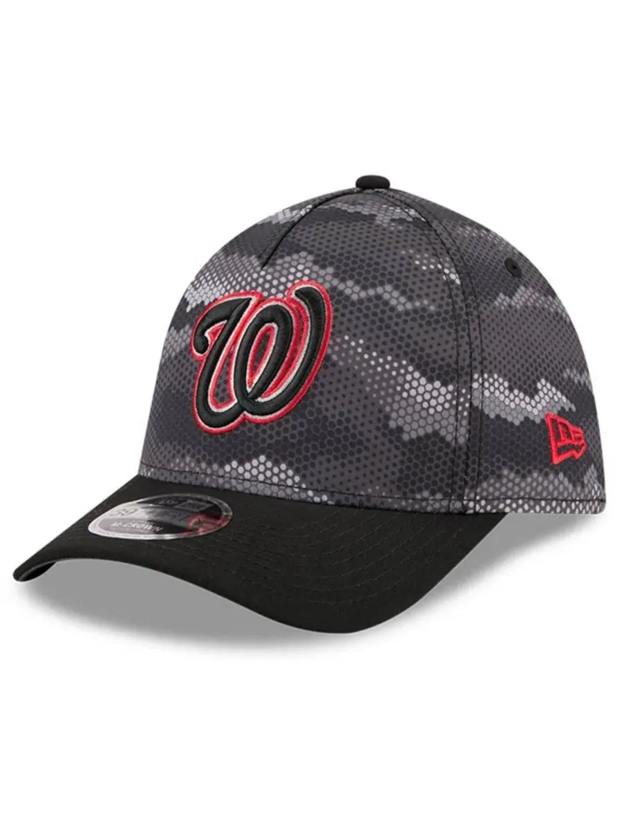 Кепка с козырьком с камуфляжным принтом Washington Nationals 39THIRTY A-Frame Flex Hat New Era — изображение 1 из 5, черный