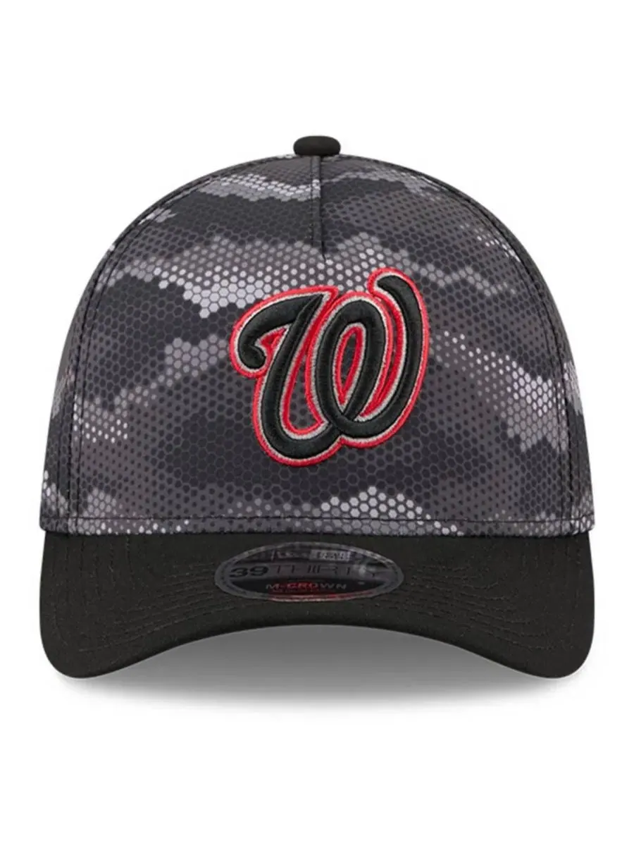 Кепка с козырьком с камуфляжным принтом Washington Nationals 39THIRTY A-Frame Flex Hat New Era — изображение 2 из 5, черный