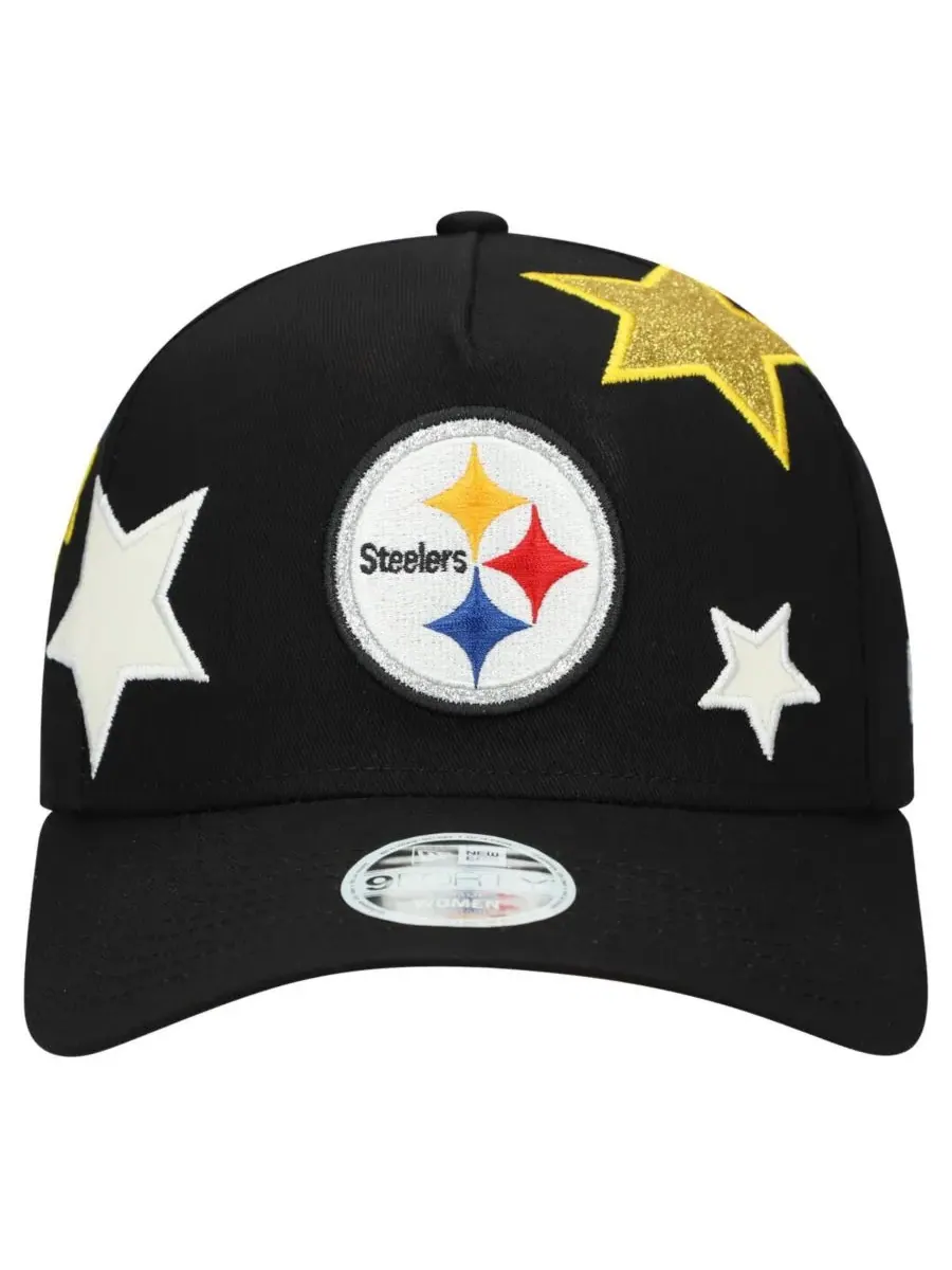 New Era Женская черная регулируемая бейсболка Pittsburgh Steelers Stardom A-Frame 9FORTY — изображение 4 из 4, черный
