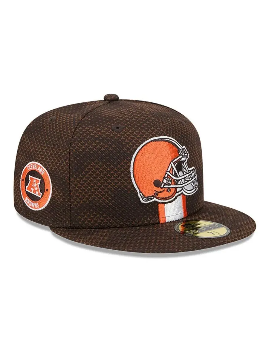 New Era Мужская коричневая бейсболка Cleveland Browns 2024 Sideline 59FIFTY Fitted Hat — изображение 1 из 4, коричневый
