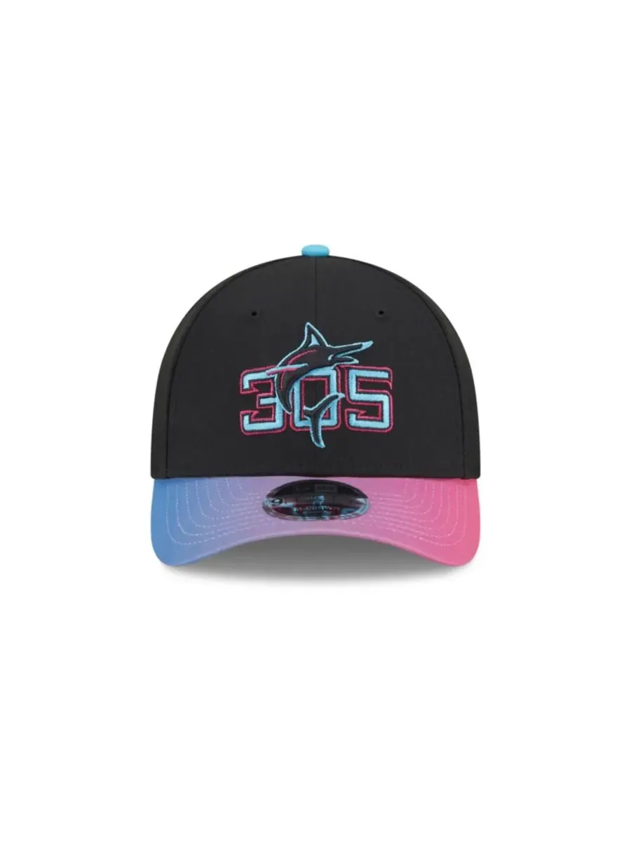 New Era Мужская черная регулируемая бейсболка Miami Marlins 2025 City Connect 9FORTY M-Crown — изображение 3 из 6, черный