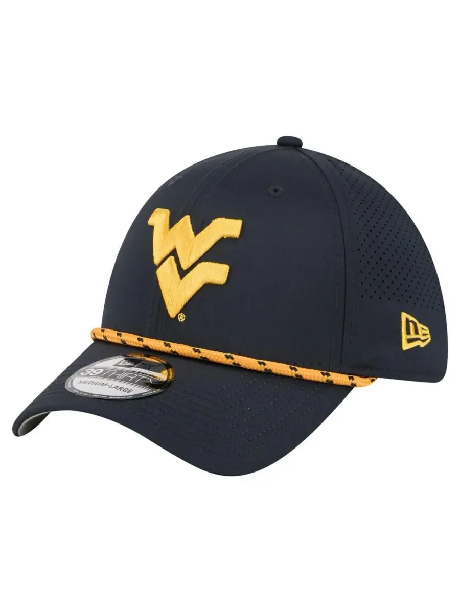 New Era Мужская темно-синяя кепка West Virginia Mountaineers Rope 39THIRTY Flex Hat — изображение 1 из 5, темно-синий
