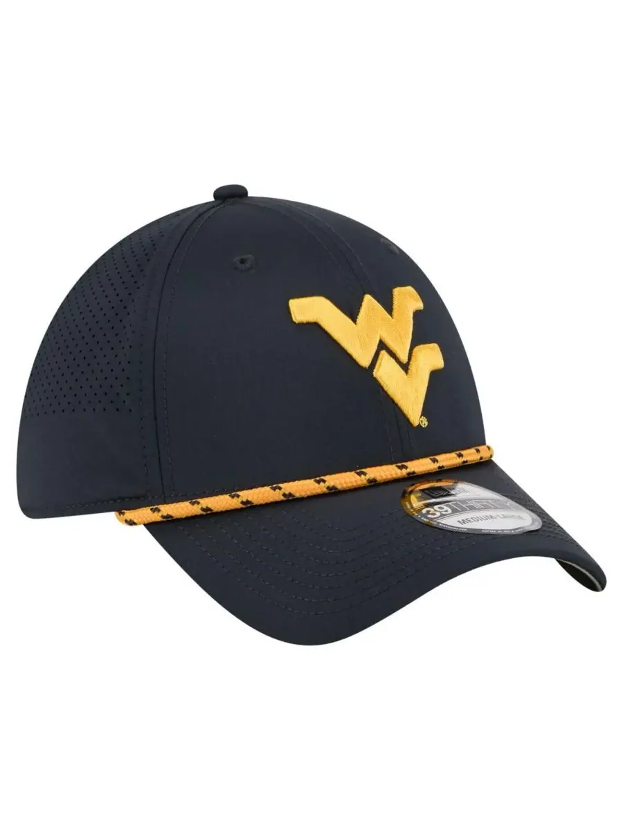 New Era Мужская темно-синяя кепка West Virginia Mountaineers Rope 39THIRTY Flex Hat — изображение 4 из 5, темно-синий