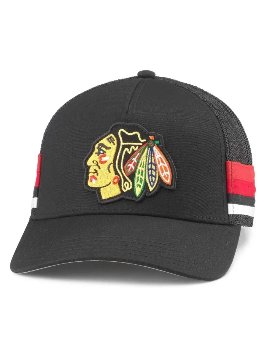 American Needle Мужская черная регулируемая кепка-тракер Chicago Blackhawks Hotfoot Stripes — изображение 1 из 3, черный