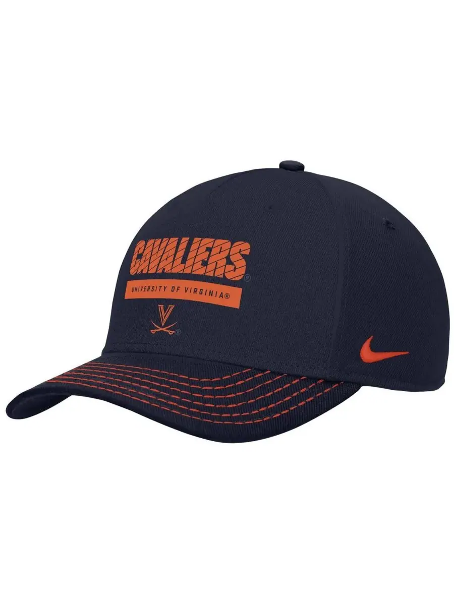 Nike Мужская кепка Virginia Cavaliers 2024 Sideline Rise Performance с регулируемой высотой — изображение 1 из 2, темно-синий