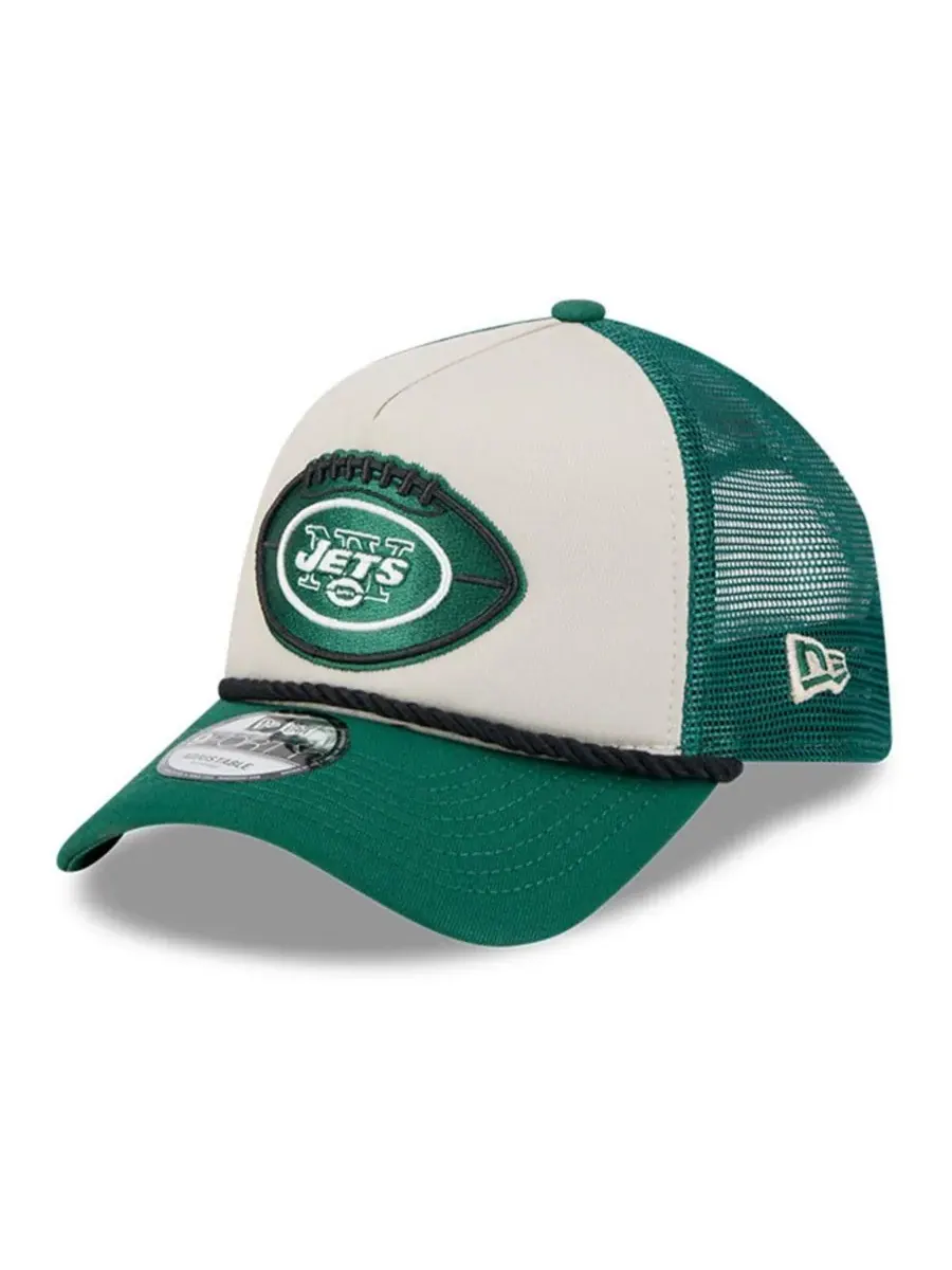 New Era Мужская регулируемая кепка-тракер New York Jets 2024 Sideline Historic 9FORTY A-Frame — изображение 1 из 4, зеленый