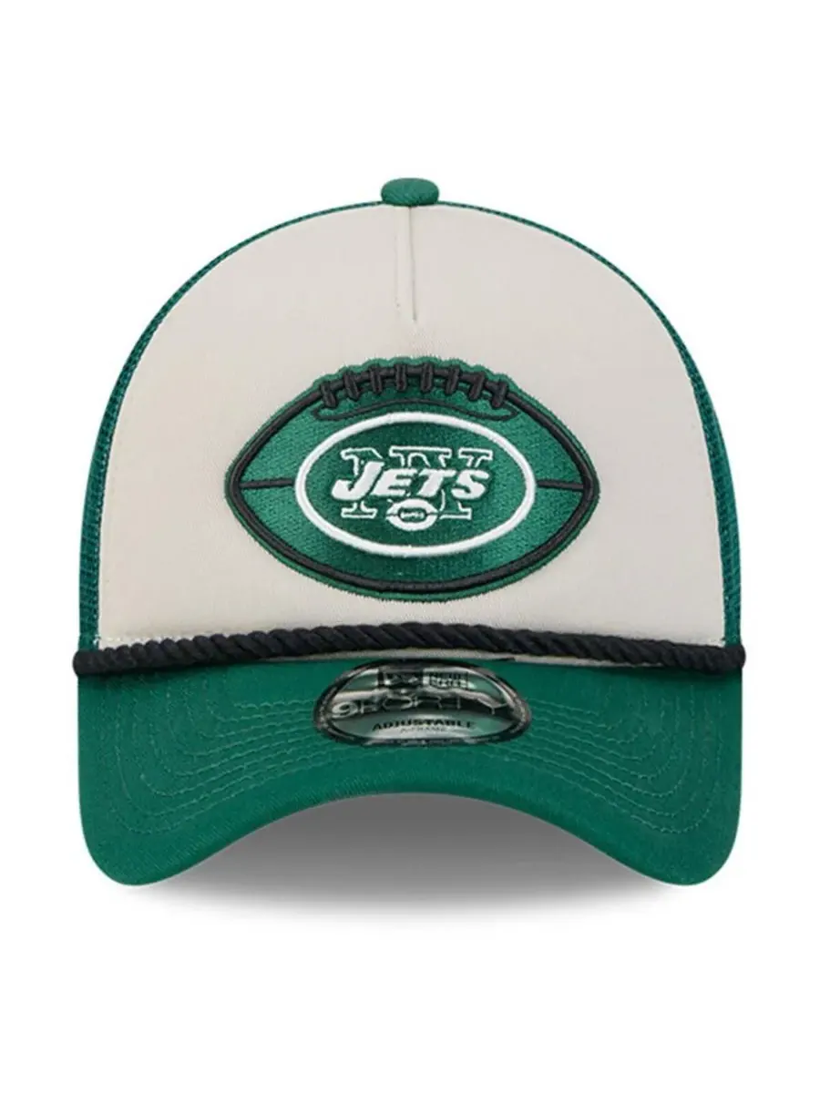 New Era Мужская регулируемая кепка-тракер New York Jets 2024 Sideline Historic 9FORTY A-Frame — изображение 3 из 4, зеленый