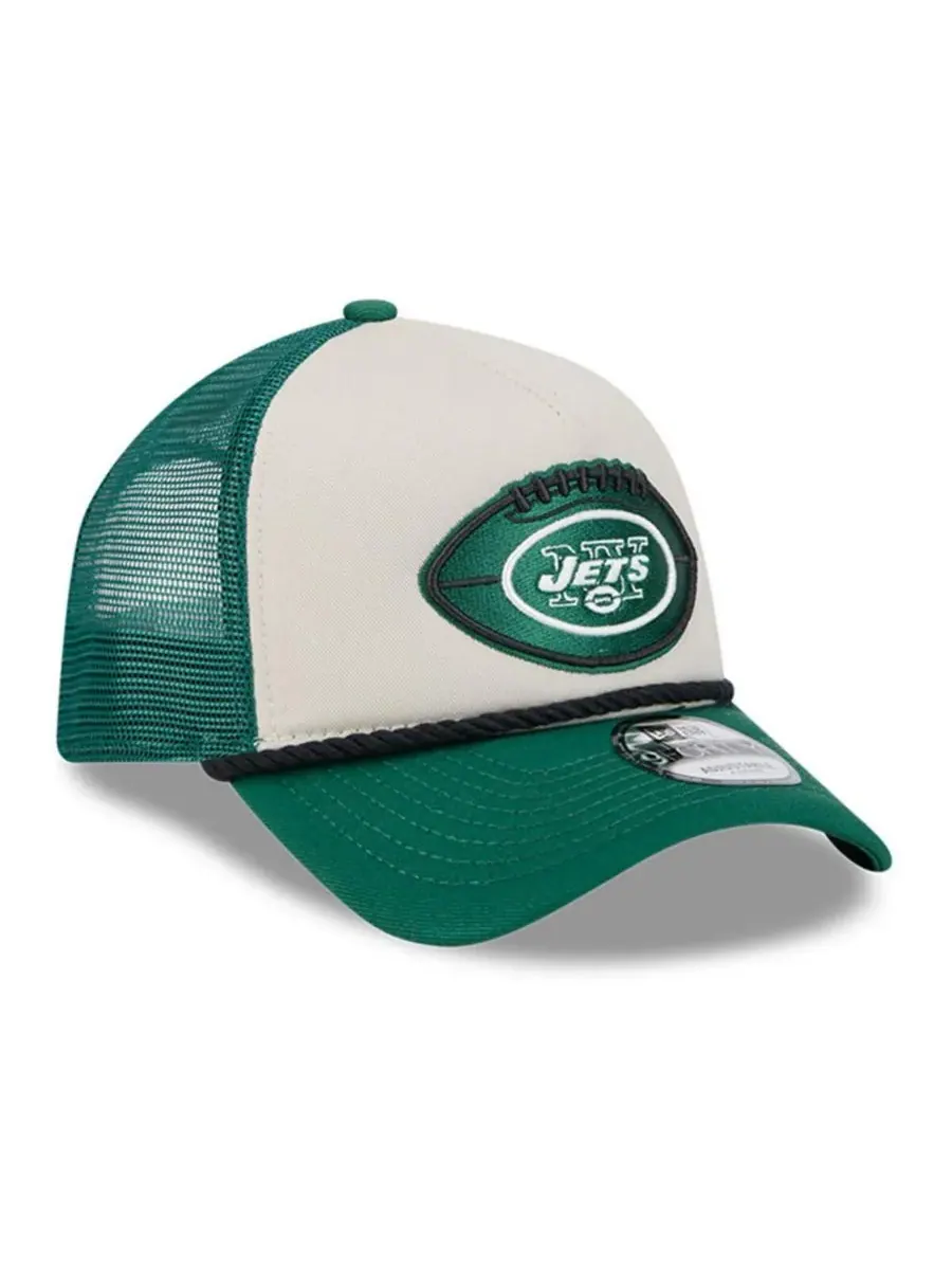New Era Мужская регулируемая кепка-тракер New York Jets 2024 Sideline Historic 9FORTY A-Frame — изображение 4 из 4, зеленый