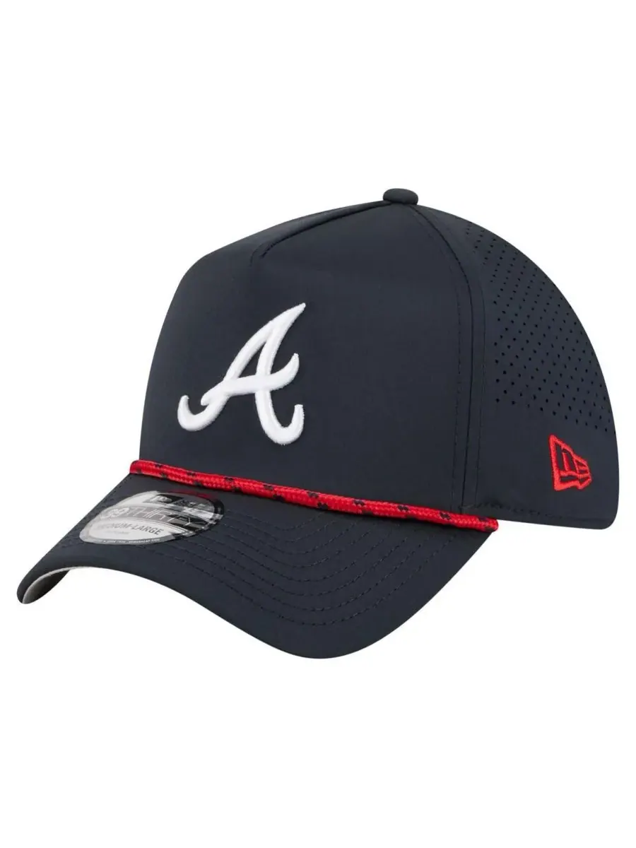 New Era Мужская темно-синяя перфорированная кепка Atlanta Braves 39THIRTY A-Frame Flex Hat — изображение 1 из 5, темно-синий