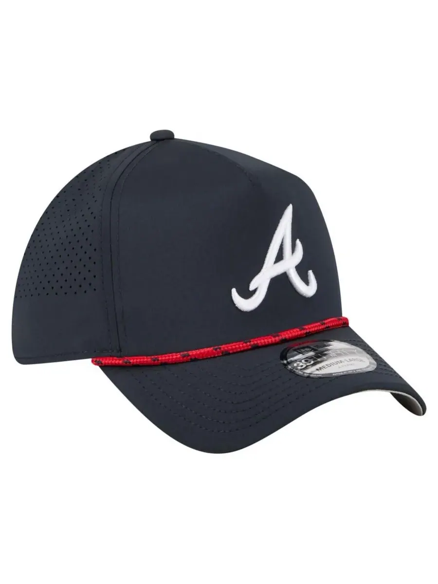 New Era Мужская темно-синяя перфорированная кепка Atlanta Braves 39THIRTY A-Frame Flex Hat — изображение 2 из 5, темно-синий