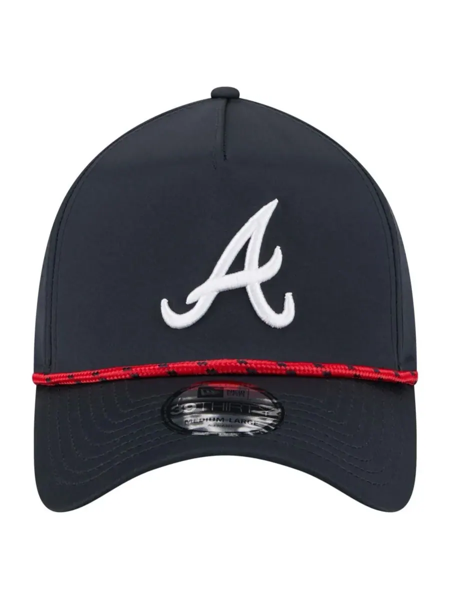 New Era Мужская темно-синяя перфорированная кепка Atlanta Braves 39THIRTY A-Frame Flex Hat — изображение 3 из 5, темно-синий