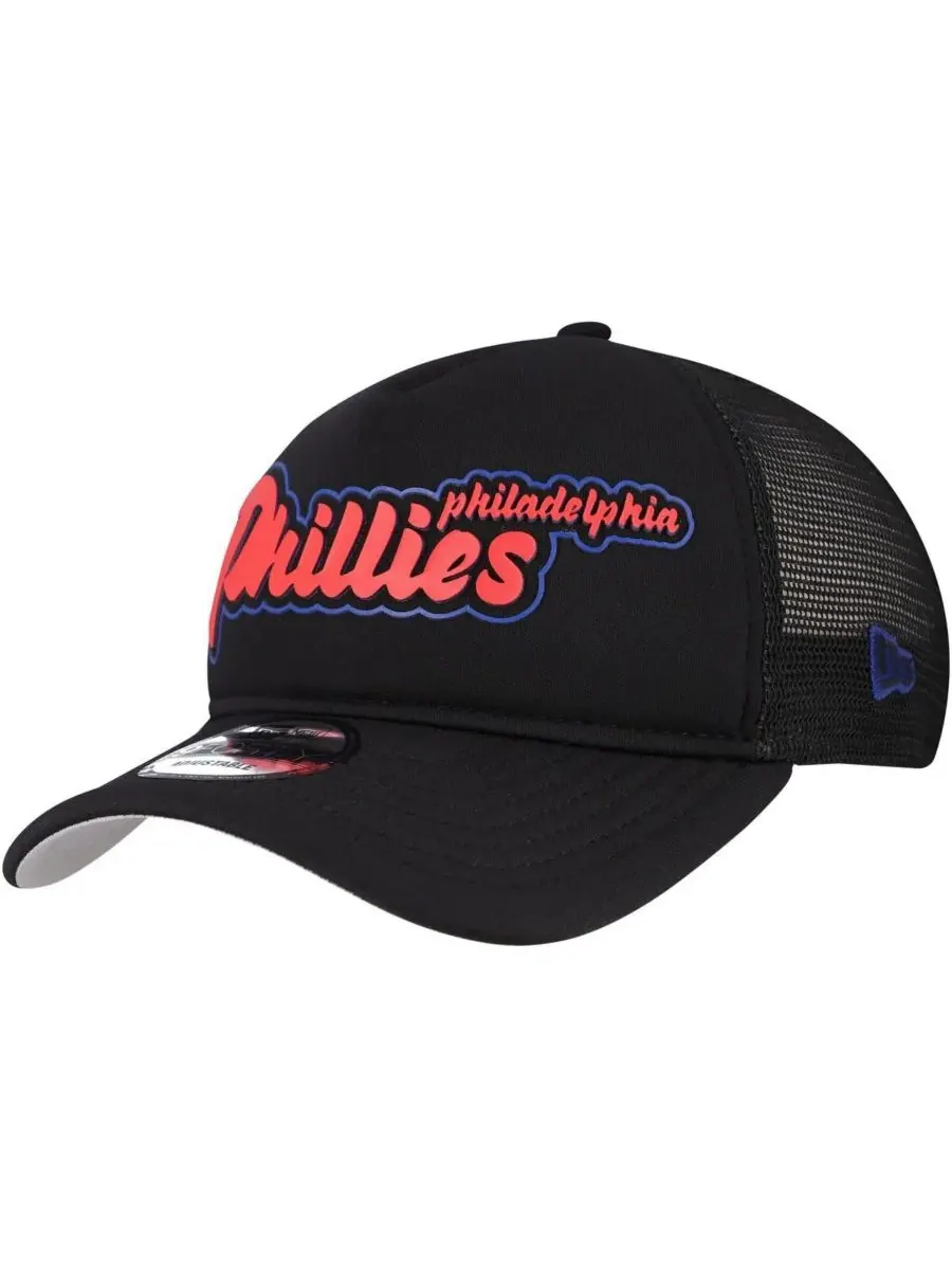 New Era Мужская черная кепка Philadelphia Phillies в стиле ретро с А-образным вырезом, регулируемая — изображение 1 из 5