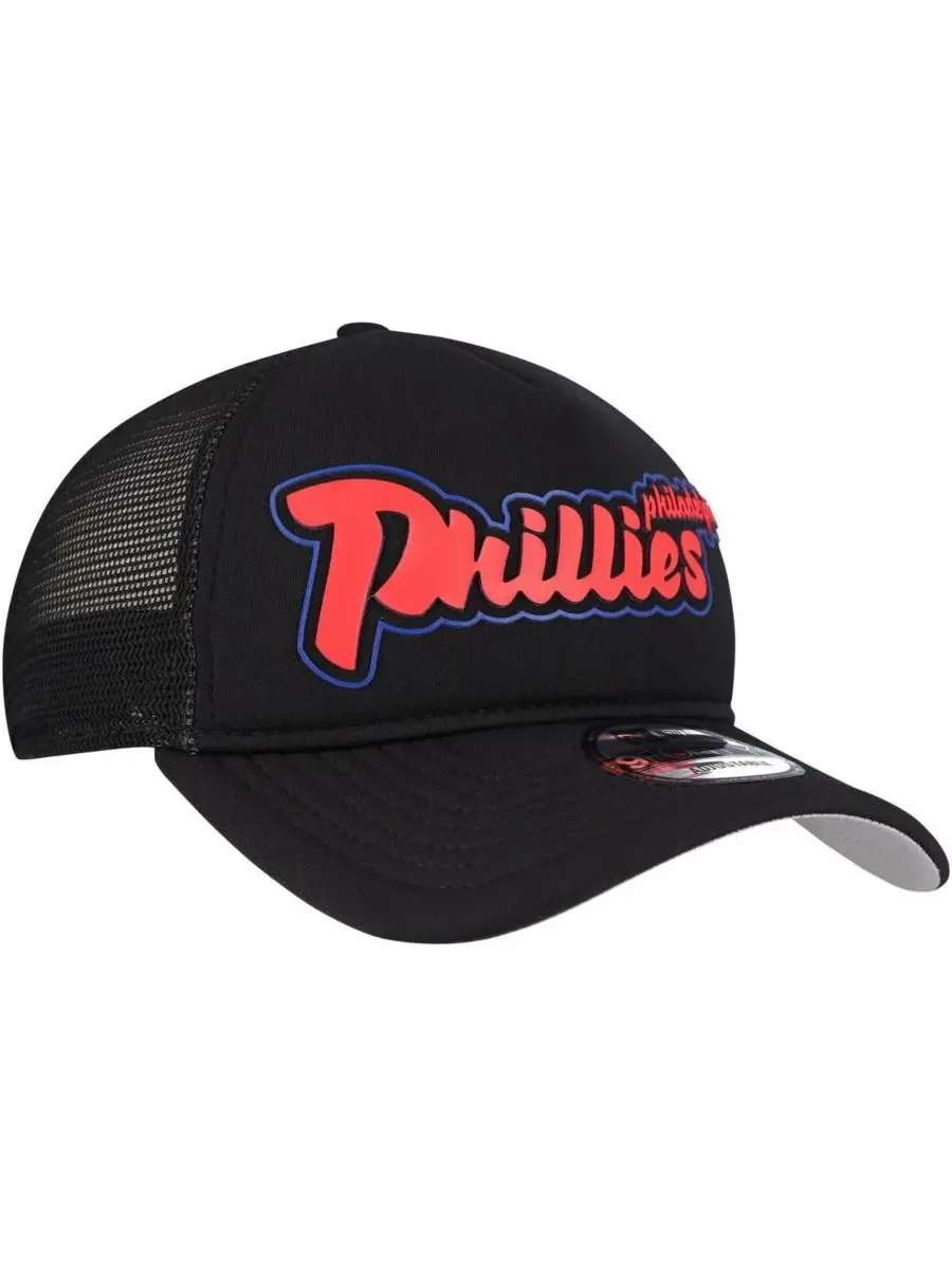 New Era Мужская черная кепка Philadelphia Phillies в стиле ретро с А-образным вырезом, регулируемая — изображение 4 из 5