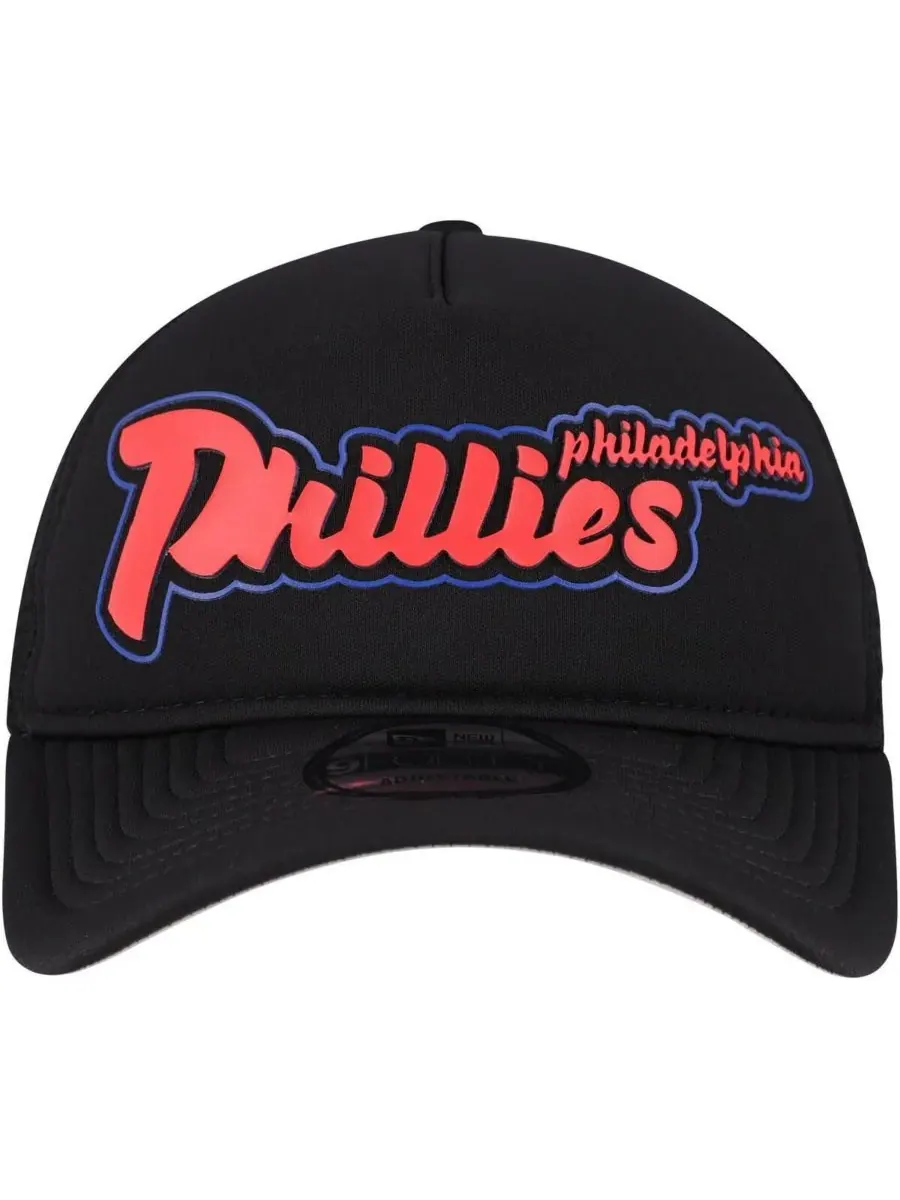 New Era Мужская черная кепка Philadelphia Phillies в стиле ретро с А-образным вырезом, регулируемая — изображение 5 из 5