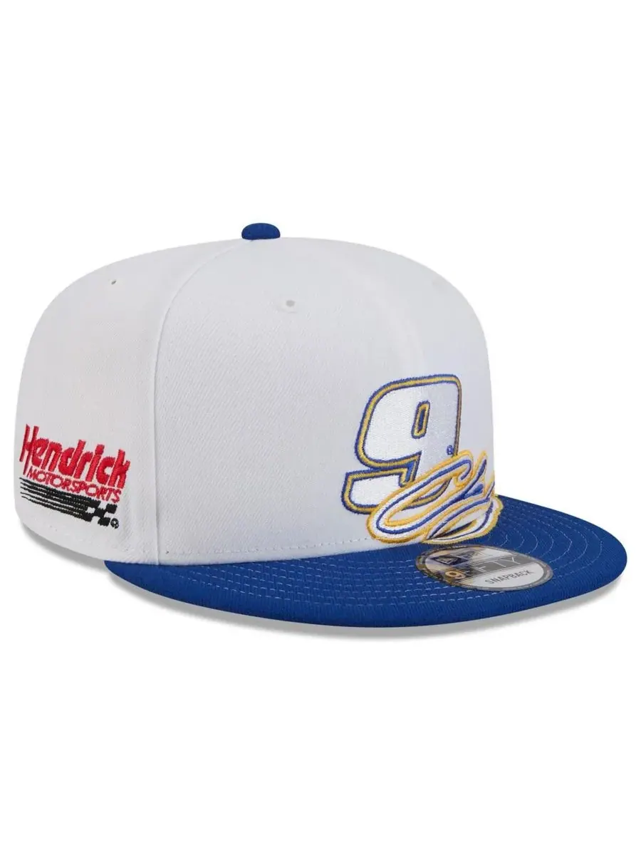 New Era Мужская бело-синяя кепка Chase Elliott 9FIFTY с застежкой-регулятором — изображение 3 из 4, белый синий