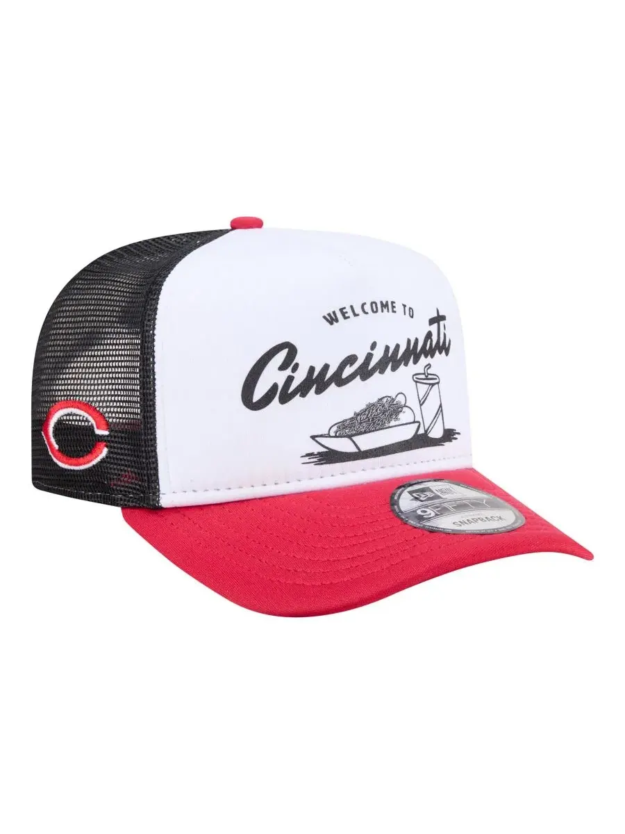 Кепка-тракер с принтом еды и логотипом Cincinnati Reds New Era — изображение 1 из 5, белый красный