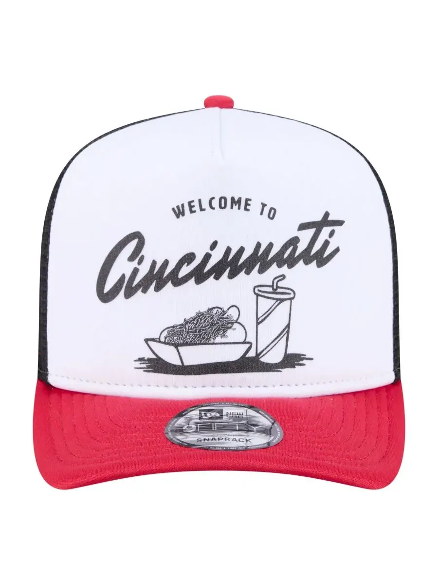 Кепка-тракер с принтом еды и логотипом Cincinnati Reds New Era — изображение 2 из 5, белый красный