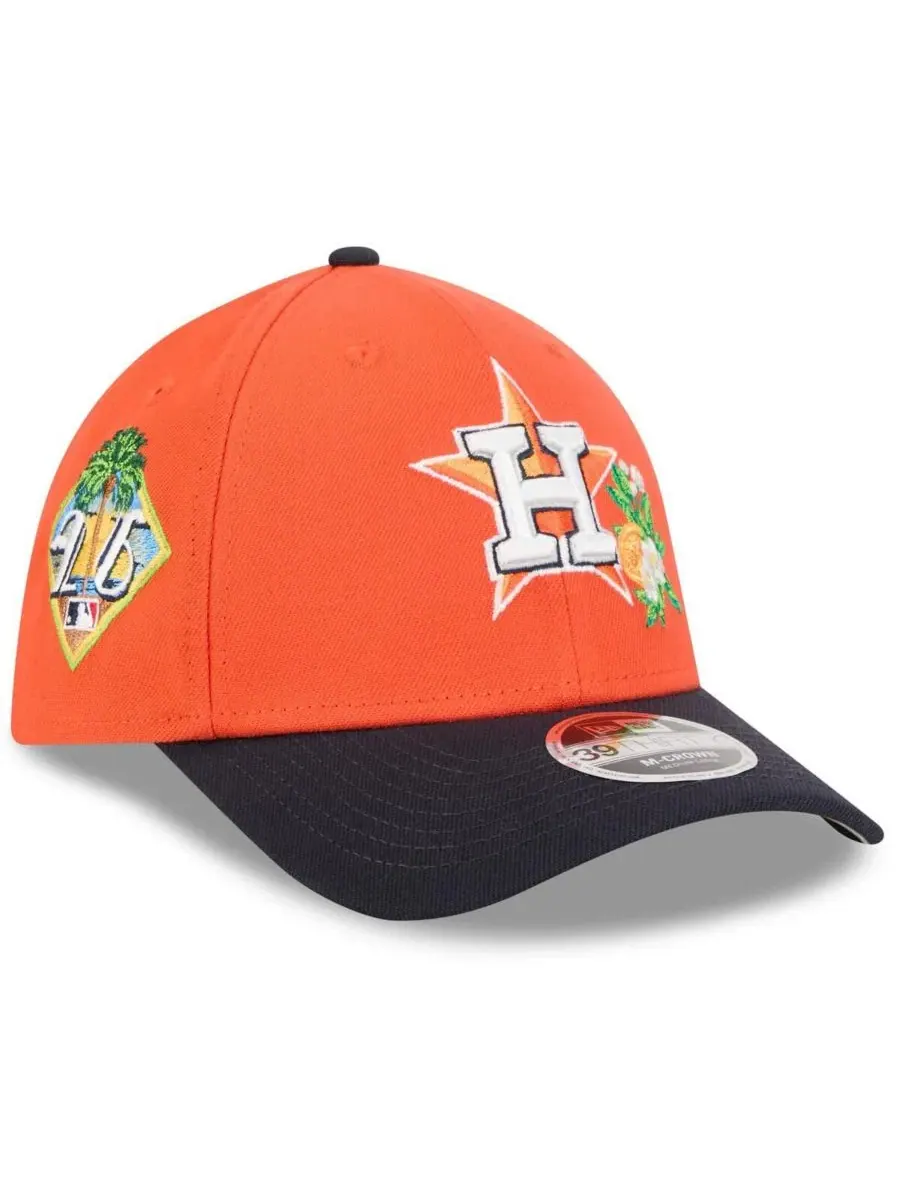 Бейсболка New Era Houston Astros 2026 Spring Training M-Crown 39THIRTY Flex Hat — изображение 1 из 4, оранжевый темно-синий