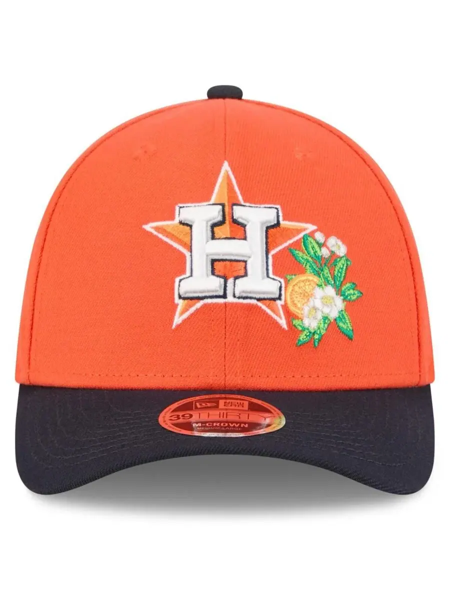 Бейсболка New Era Houston Astros 2026 Spring Training M-Crown 39THIRTY Flex Hat — изображение 2 из 4, оранжевый темно-синий