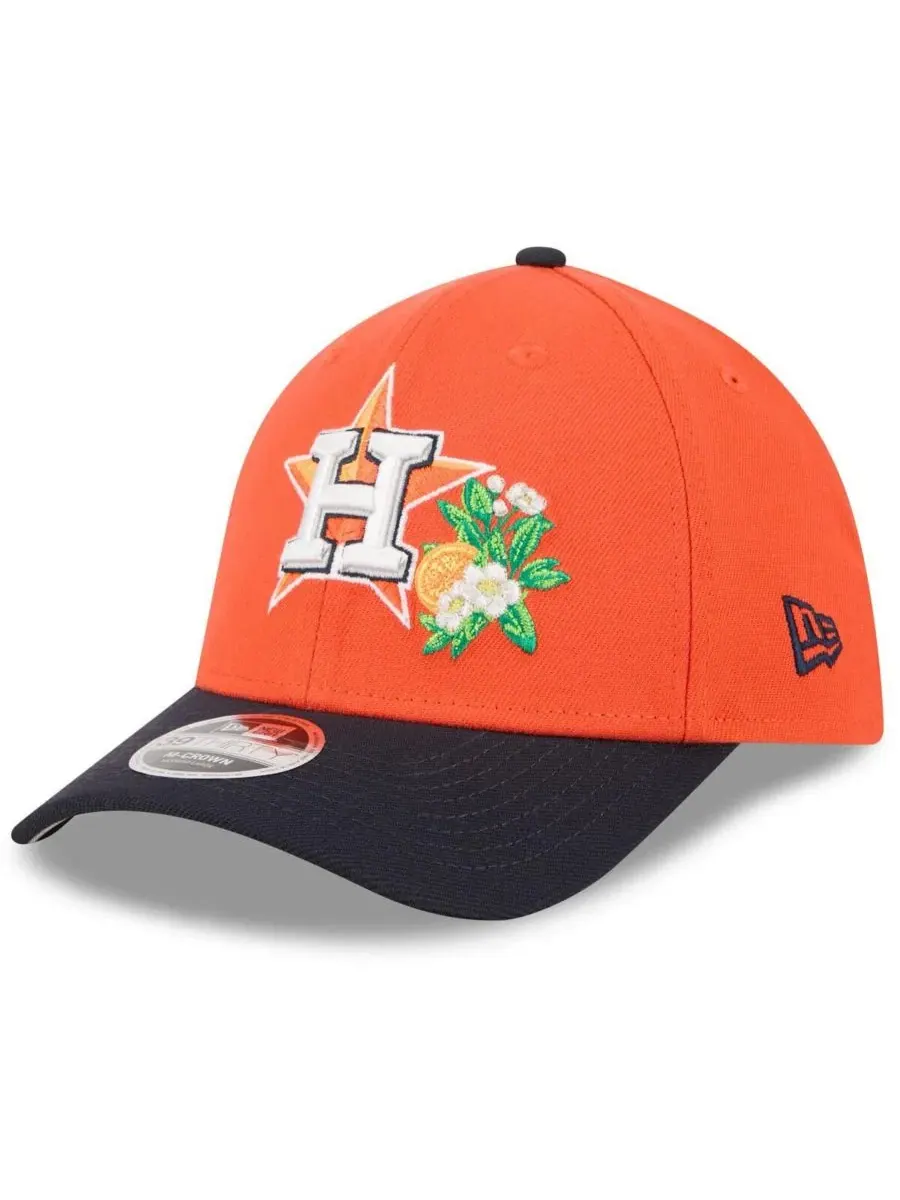 Бейсболка New Era Houston Astros 2026 Spring Training M-Crown 39THIRTY Flex Hat — изображение 3 из 4, оранжевый темно-синий